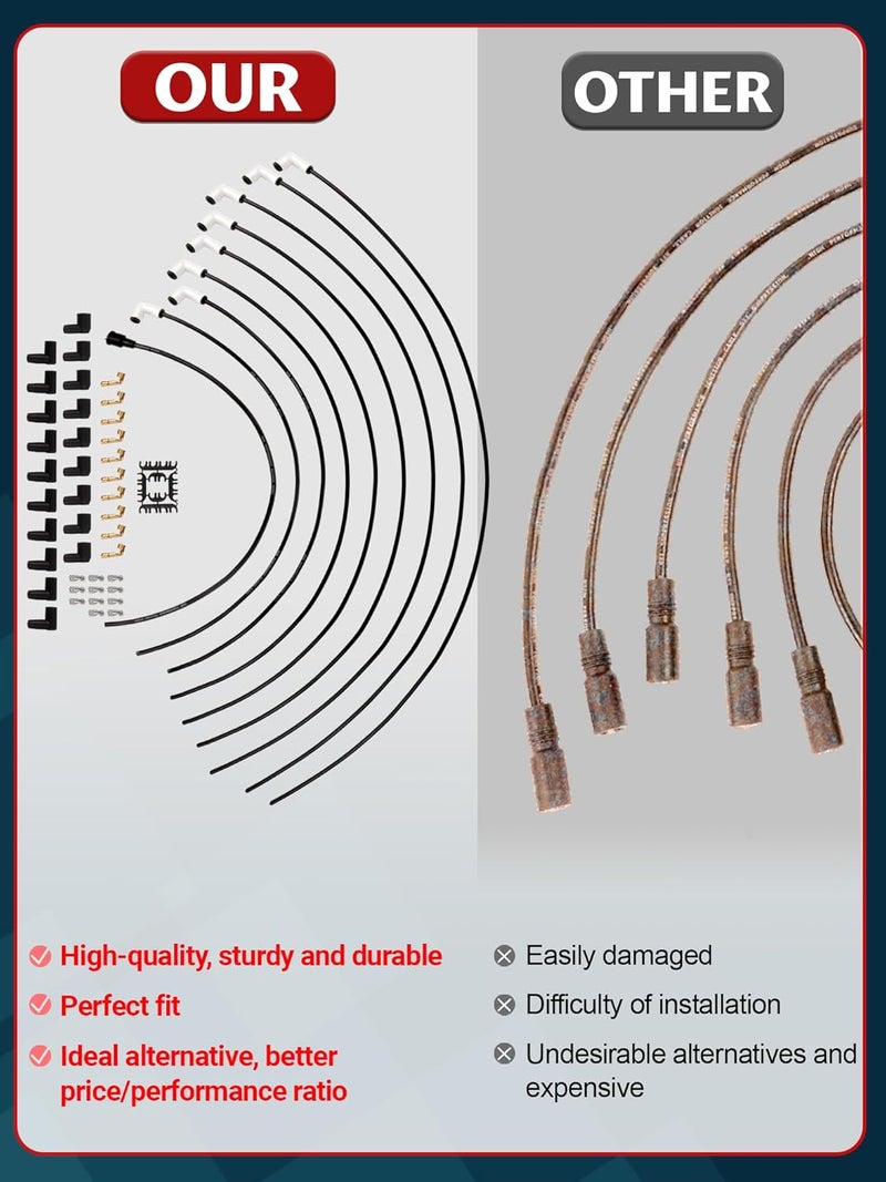 Ntoauto Universal 9001C Extreme 9000 Spark Plug Wire Set 8mm, 90 Degree White Ceramic Boots - Image 5